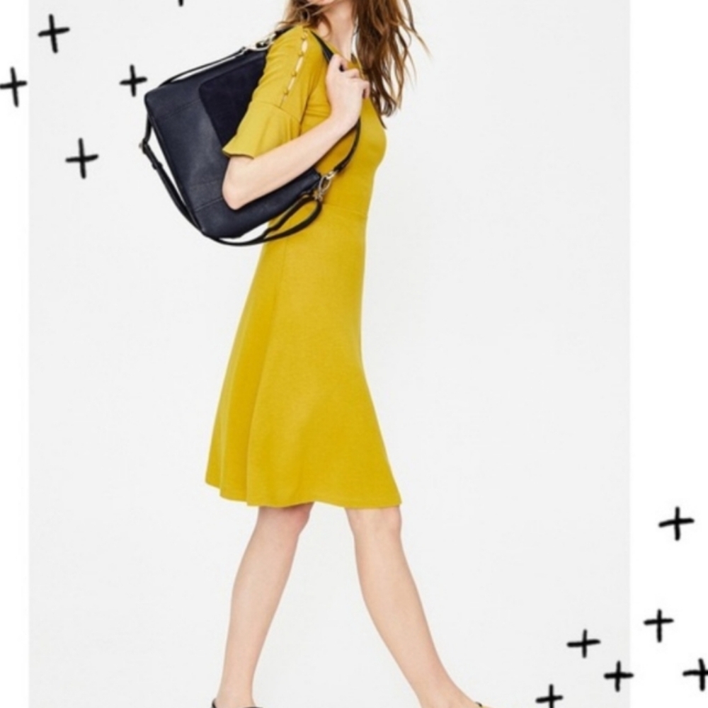 Boden Alexis Fit-n-Flare Short Sleeve Sheath Dress Golden Yellow Size 4R